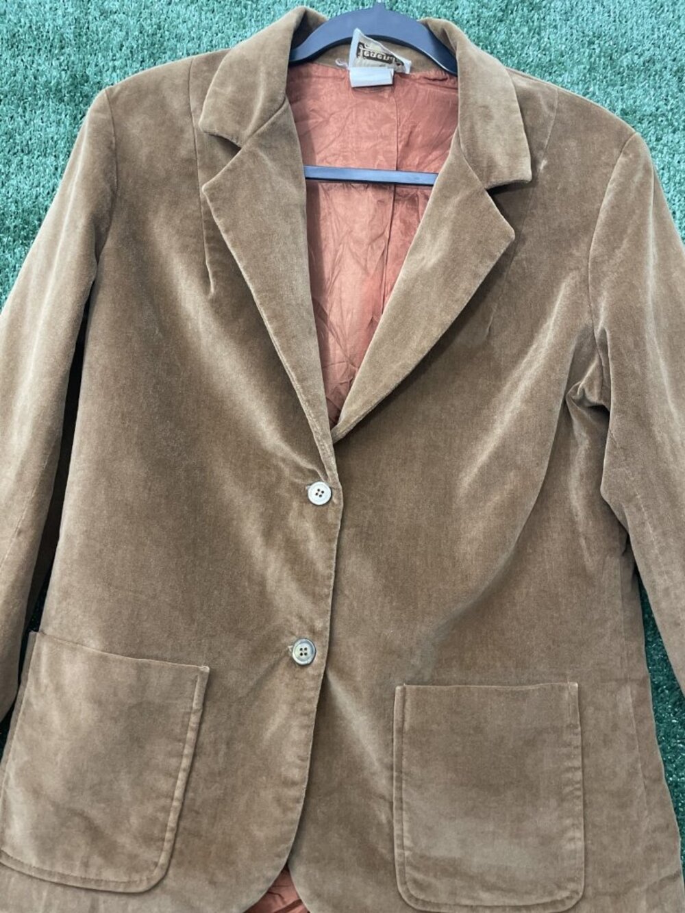Legends Blazer Jacket Brown Two Button Size 14 Women Pockets Cotton Soft - Picture 2 of 12